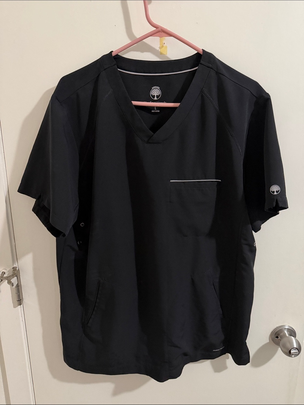 Men's Black V-Neck Medical Top by Healing Hands